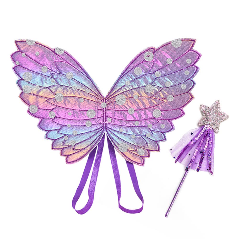 Déguisement Fée Papillon Enfant – Ailes Dégradées, Baguette Magique Et Bandeau Étoile – Costume Halloween, Carnaval, Anniversaire