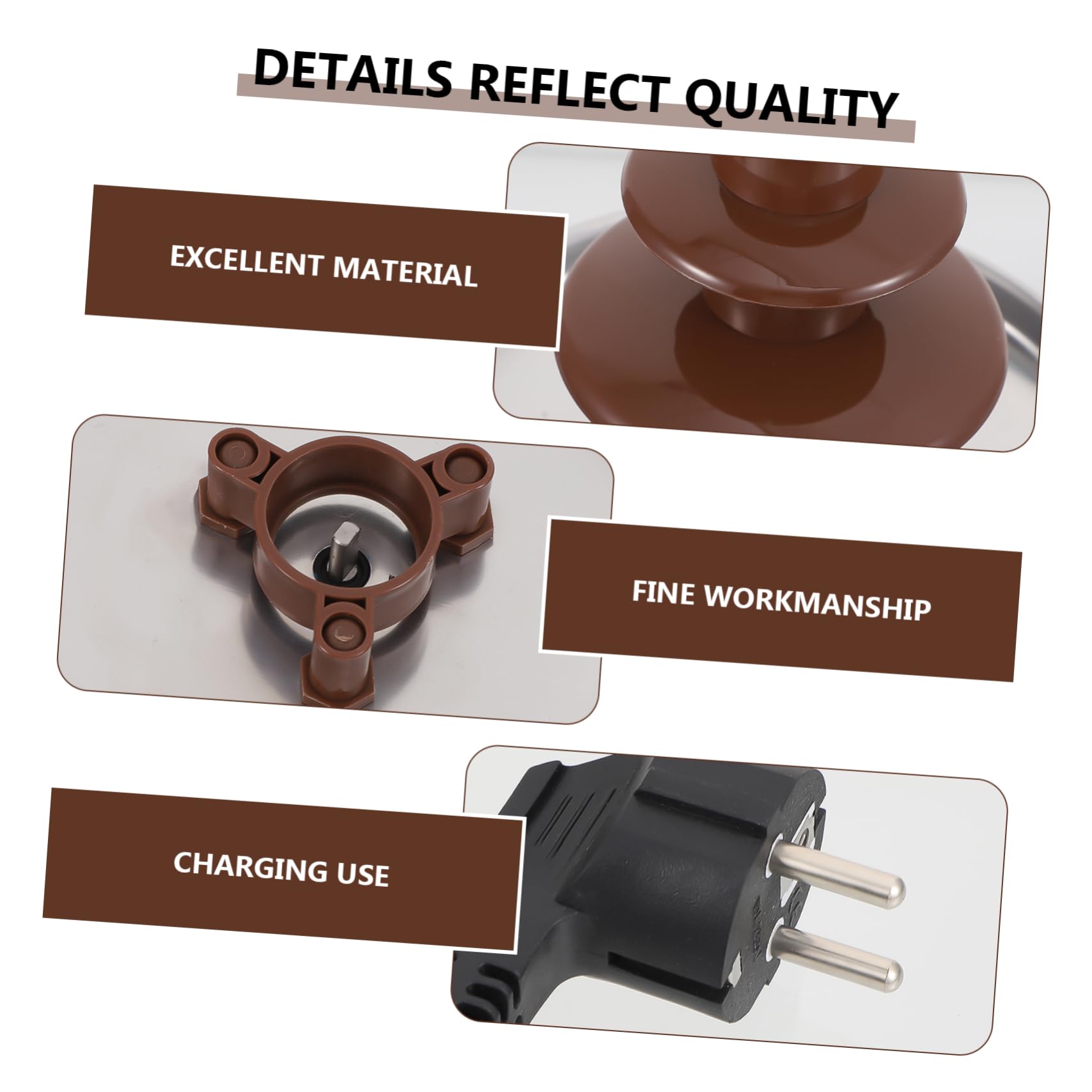 Fontaine à Fondue au Chocolat 3 Niveaux Marron Acier Inoxydable