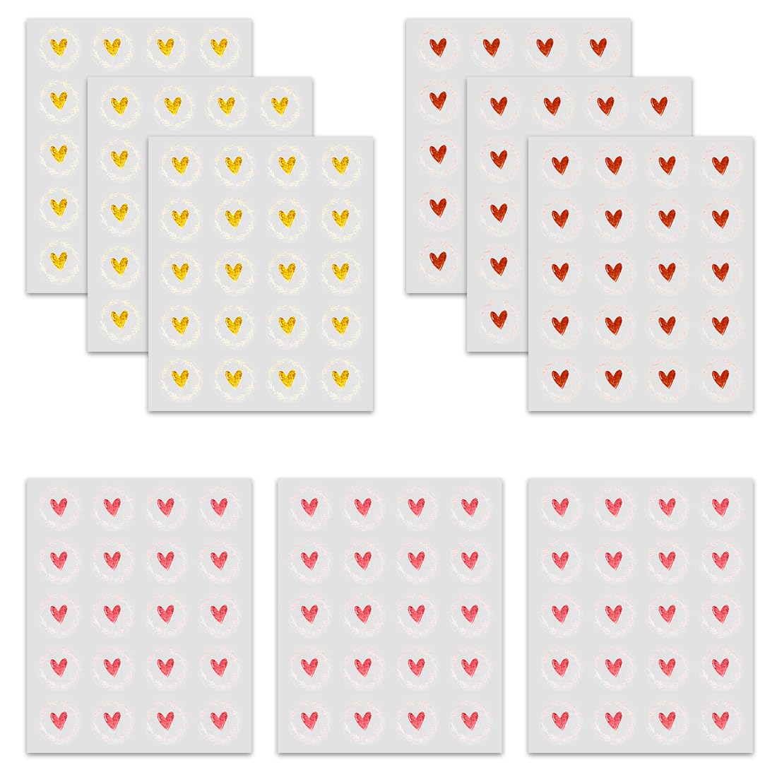 Adesivi a forma di cuore, 160 adesivi trasparenti a