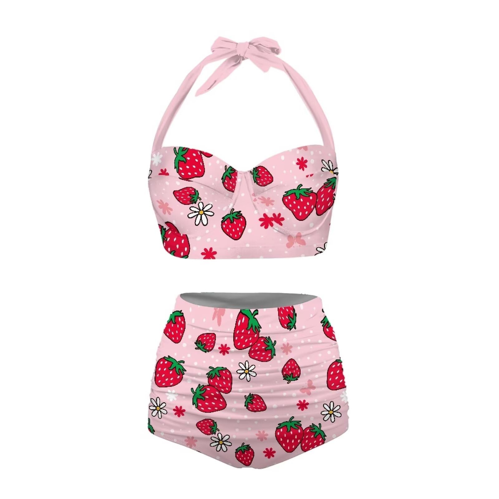 ELEDIZI Plus Size Bathing Suit for Women Tummy Control High Waisted Bikini Sets for Women Size S-2XL