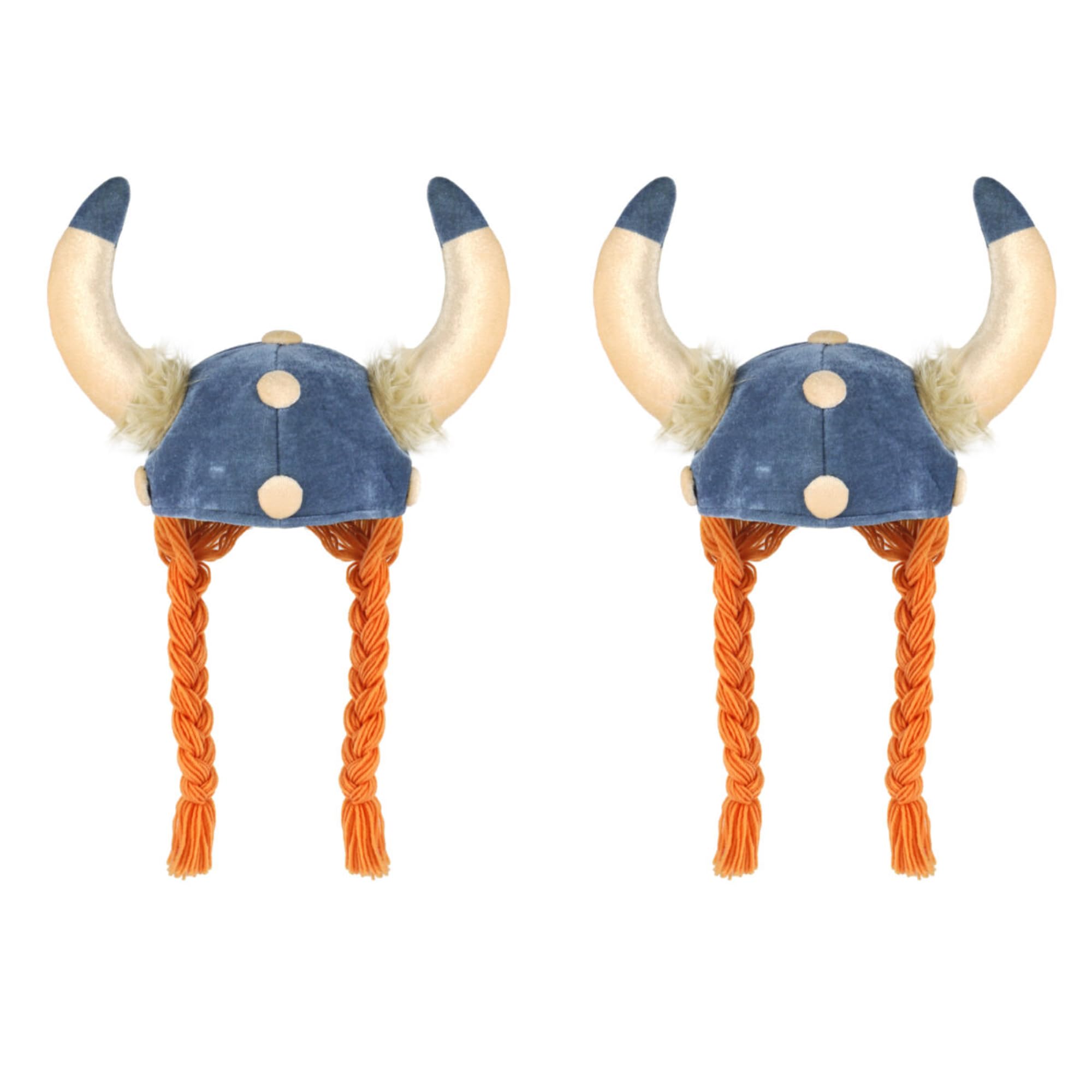 FNA FASHIONS Viking Helmet Hat with Braided Ginger Plaits and Horns – Unisex Adult Soft Fabric Fancy Dress Costume Accessory-Perfect for Halloween, Themed Parties, and Cosplay (2)