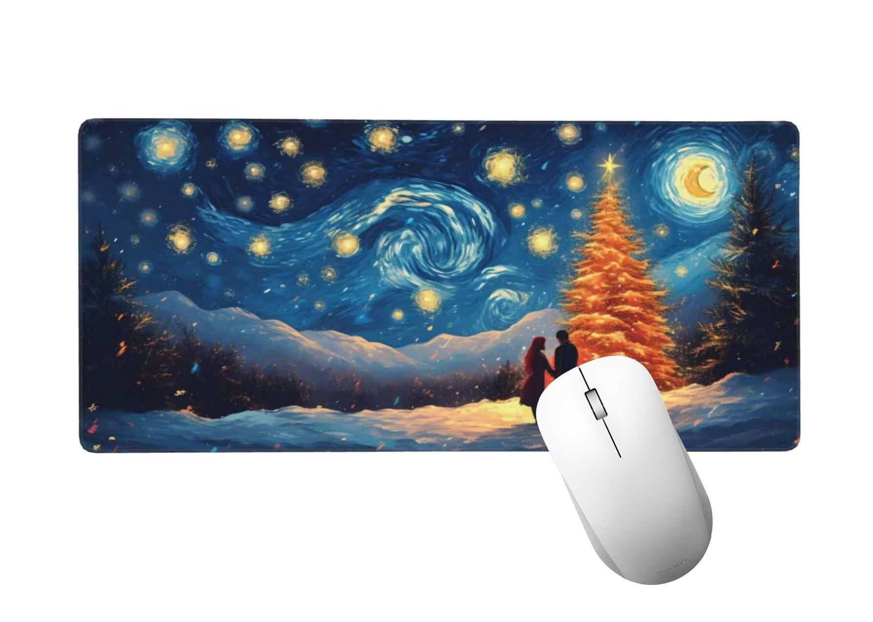 Świąteczna podkładka pod mysz XXL 1200 x 600 x 3 mm, podkładka pod mysz dla graczy dla par, antypoślizgowa guma i szyte krawędzie, wysoka precyzja i szybkość, pod biurko, akcesoria do gier H-945