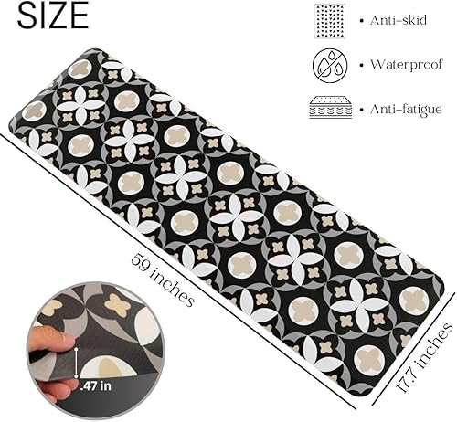 Miniatura 3 de Tapetes acolchados gruesos antifatiga para el suelo, tapete de cocina de espuma viscoelástica antideslizante  Base de PVC antideslizante para