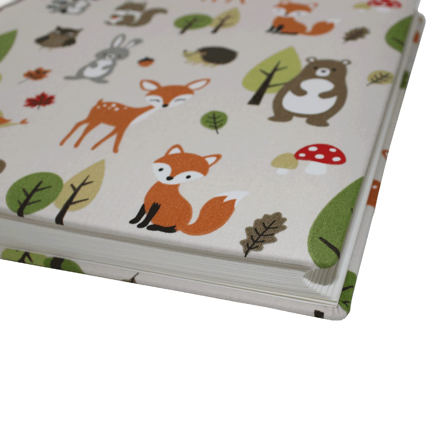 Álbum de fotos infantil con diseño de animales del bosque en cubierta de tela de algodón
