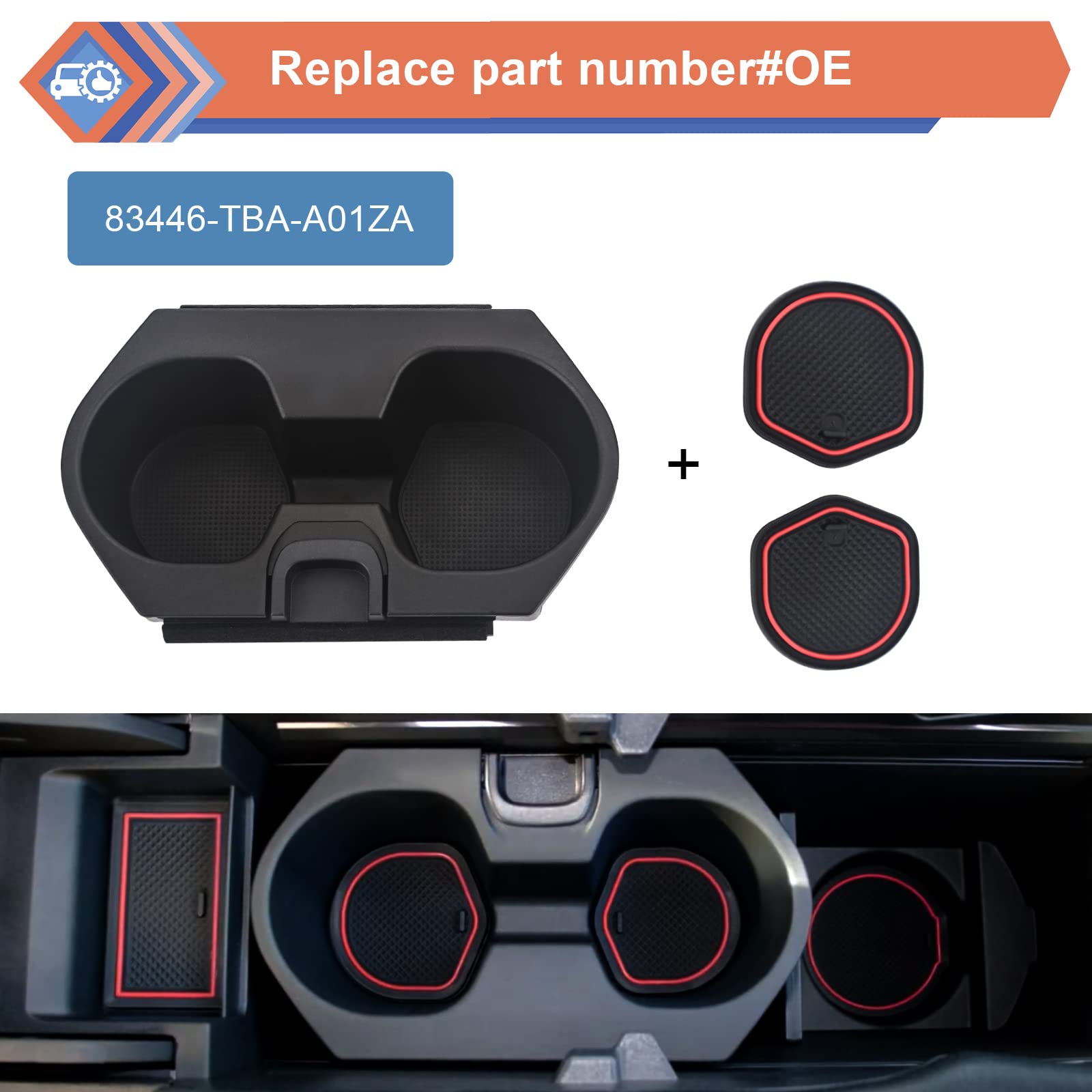 ZONFANT Center Console Cup Holder, Drink Bottle Holder Insert Accessories Compatible with Honda Vehicle 2016-2021 Civic, 2019-2021 Insight. Replace #83446-TBA-A01ZA