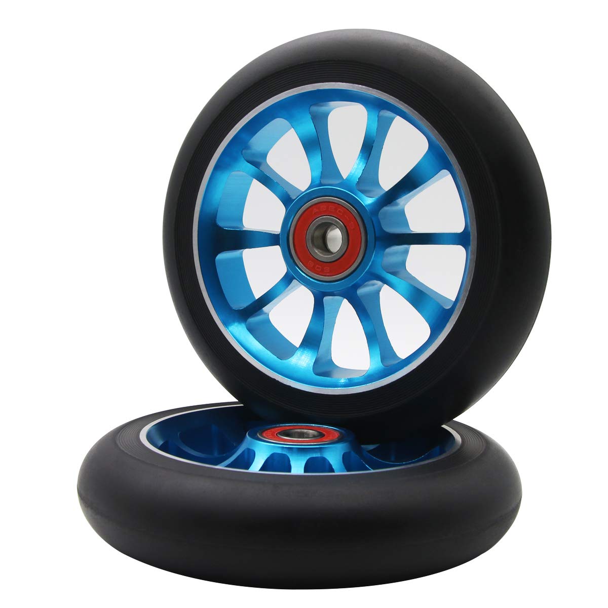 Z-FIRST 2PCS Replacement 110mm Pro Scooter Wheel with ABEC 9 Bearings Fit for MGP/Razor/Lucky Pro Scooters (Blue)