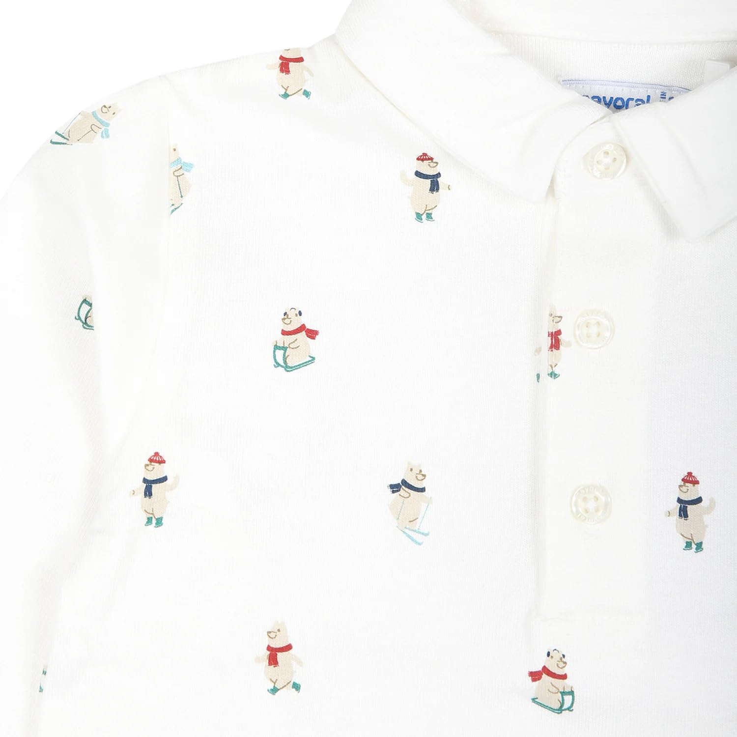 Mayoral Polo m/l Stampato per Bimbo Panna