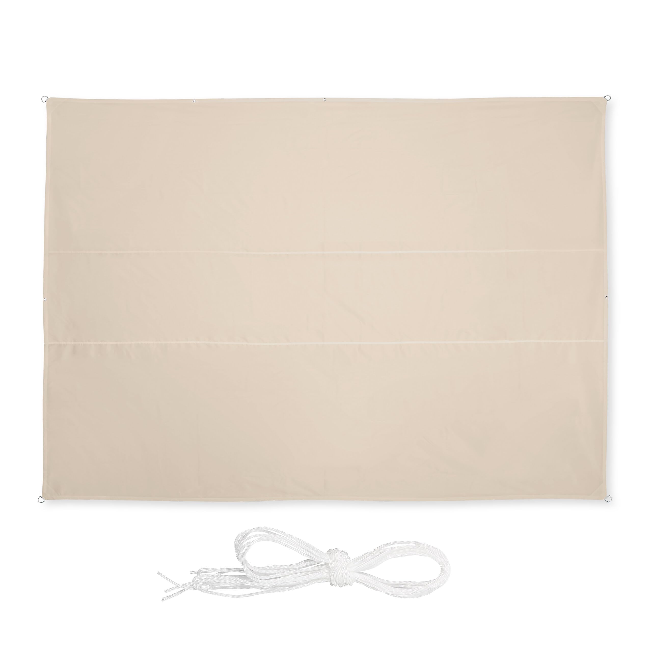 Relaxdays Sonnensegel rechteckig, 3,5 x 4,5 m, wasserabweisend, beige