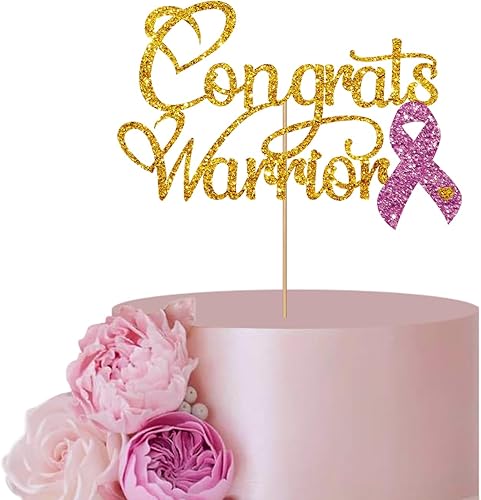 Decoración dorada para tartas de guerrero contra el cáncer de mama, decoración de fiesta de concientización sobre el cáncer de mama, decoración de
