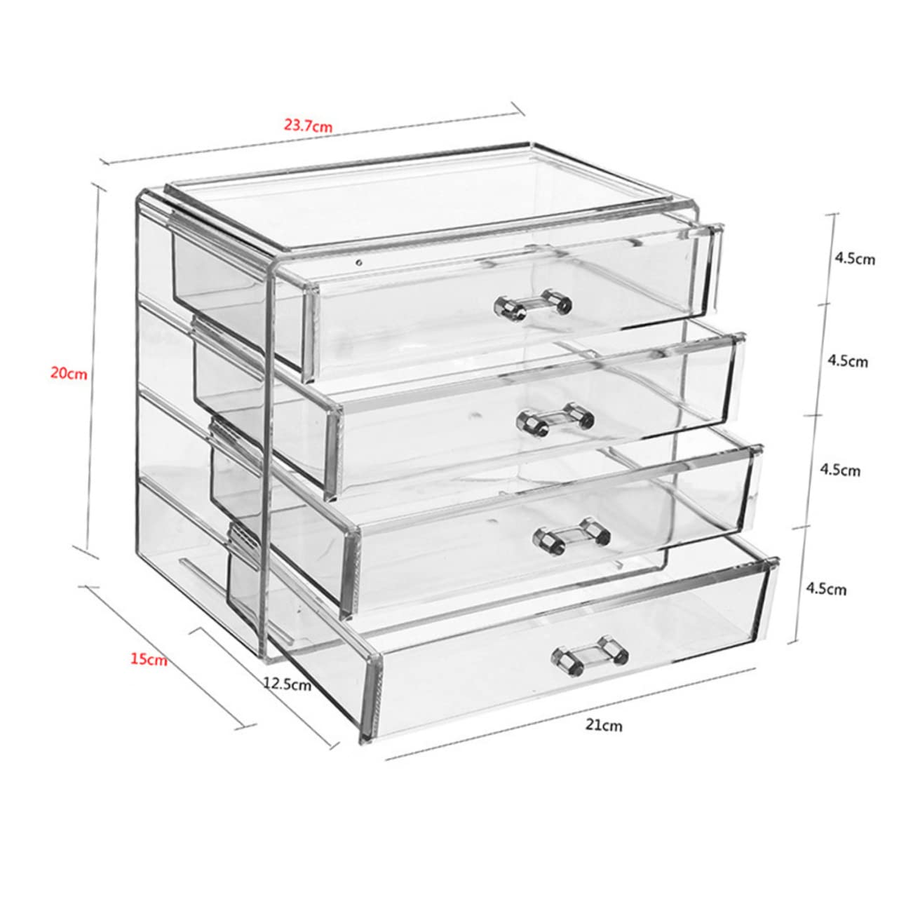 Caja de Cosméticos 4 Cajones Grande de Acrílico Transparente