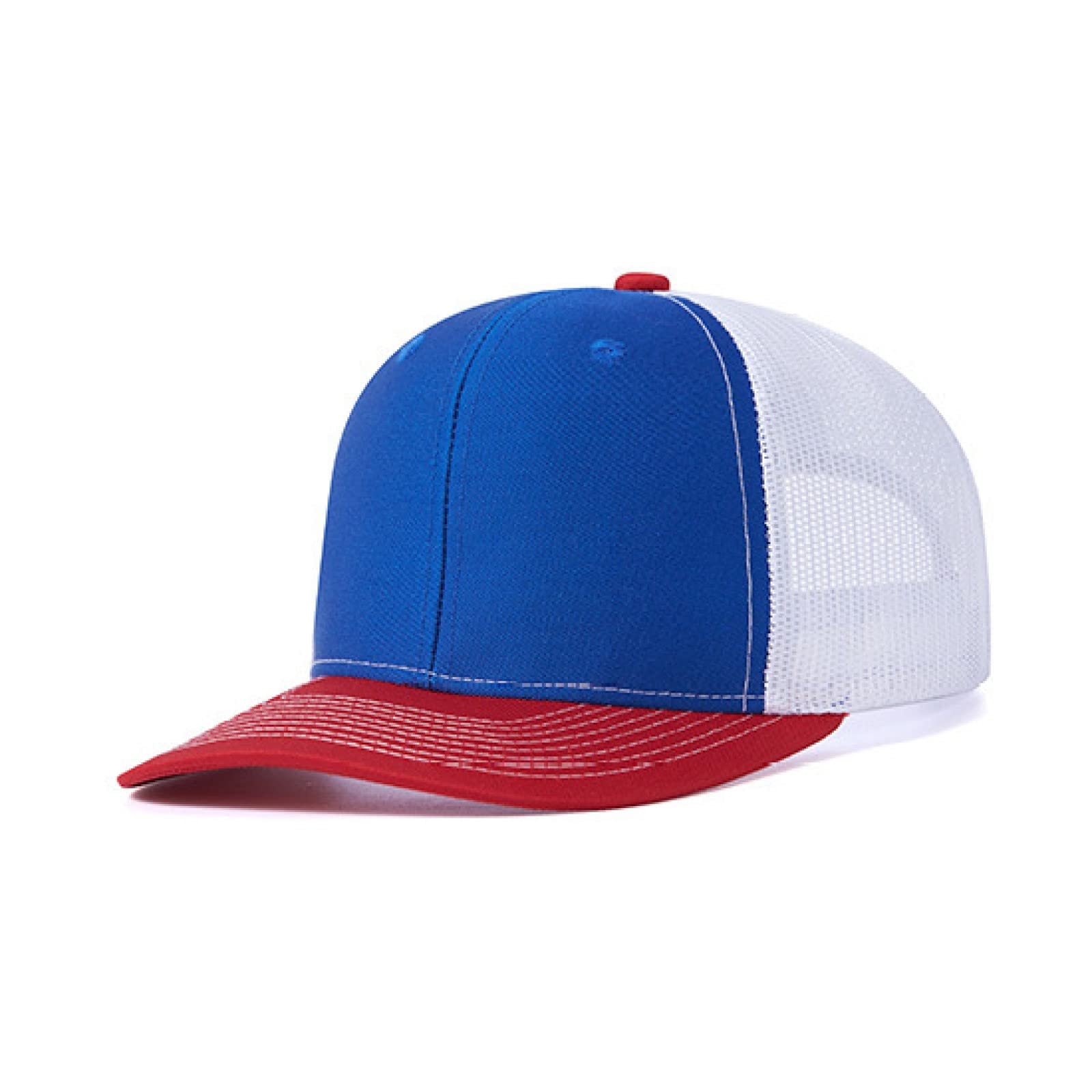 HaloHorus Curved Snapback Trucker Hat for Men Women, Adjustable Mesh Athletics Baseball Cap for Running, Fishing, Workout, C6-redblue-white, One Size — image 1