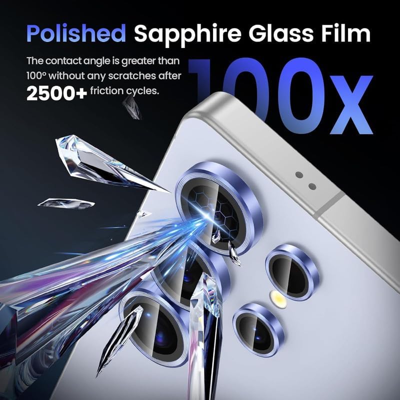 Image of Skinomi Camera Lens Protector Compatible with Samsung Galaxy S24 ultra 5G [Anti-Scratch] Premium Tempered Glass Film Aluminum Alloy Lens Ring Cover- Titanium Blue