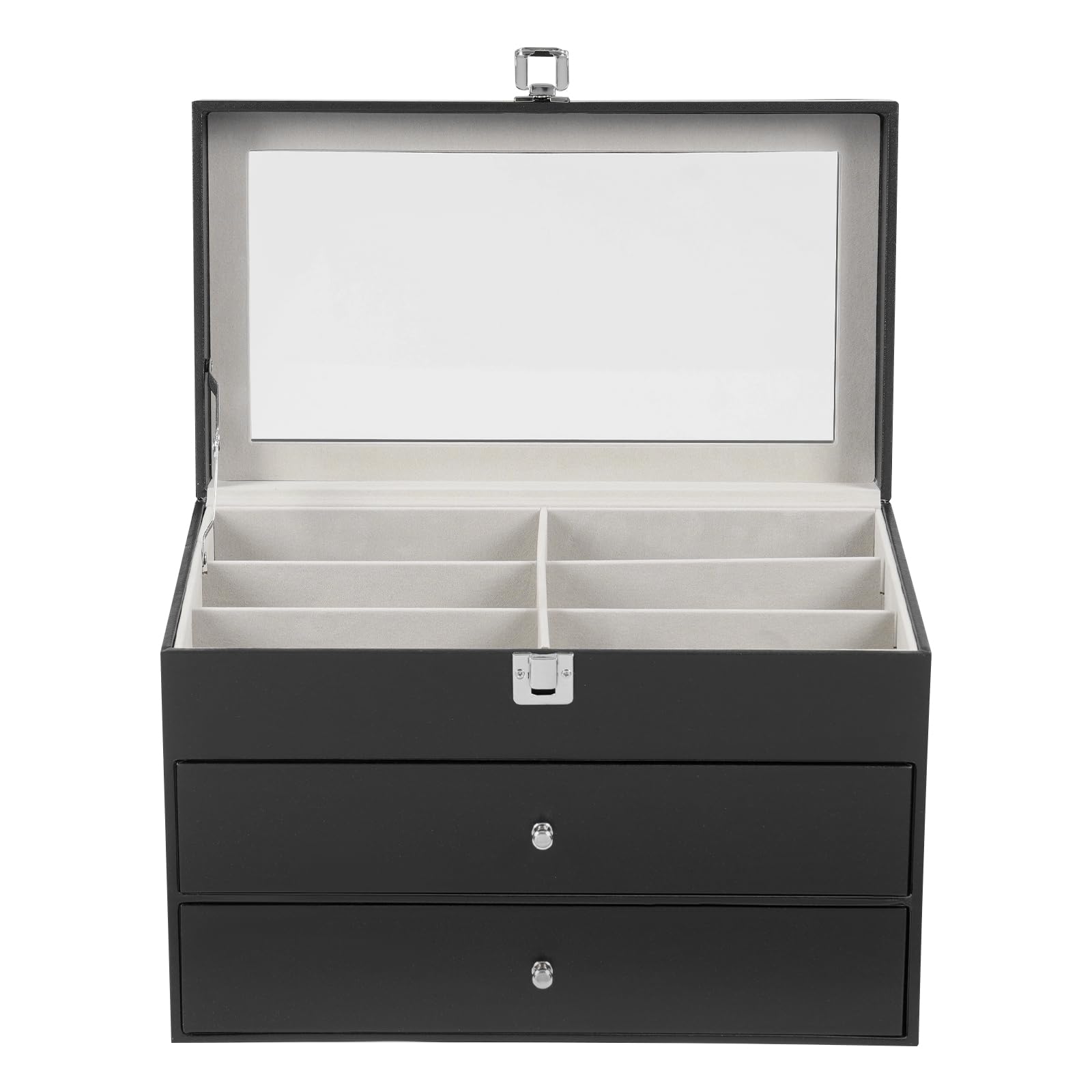 Caja de almacenamiento para gafas de sol, estuche con cerradura, gafas de sol con tapa de cristal, para guardar 12 relojes y 12 gafas de sol
