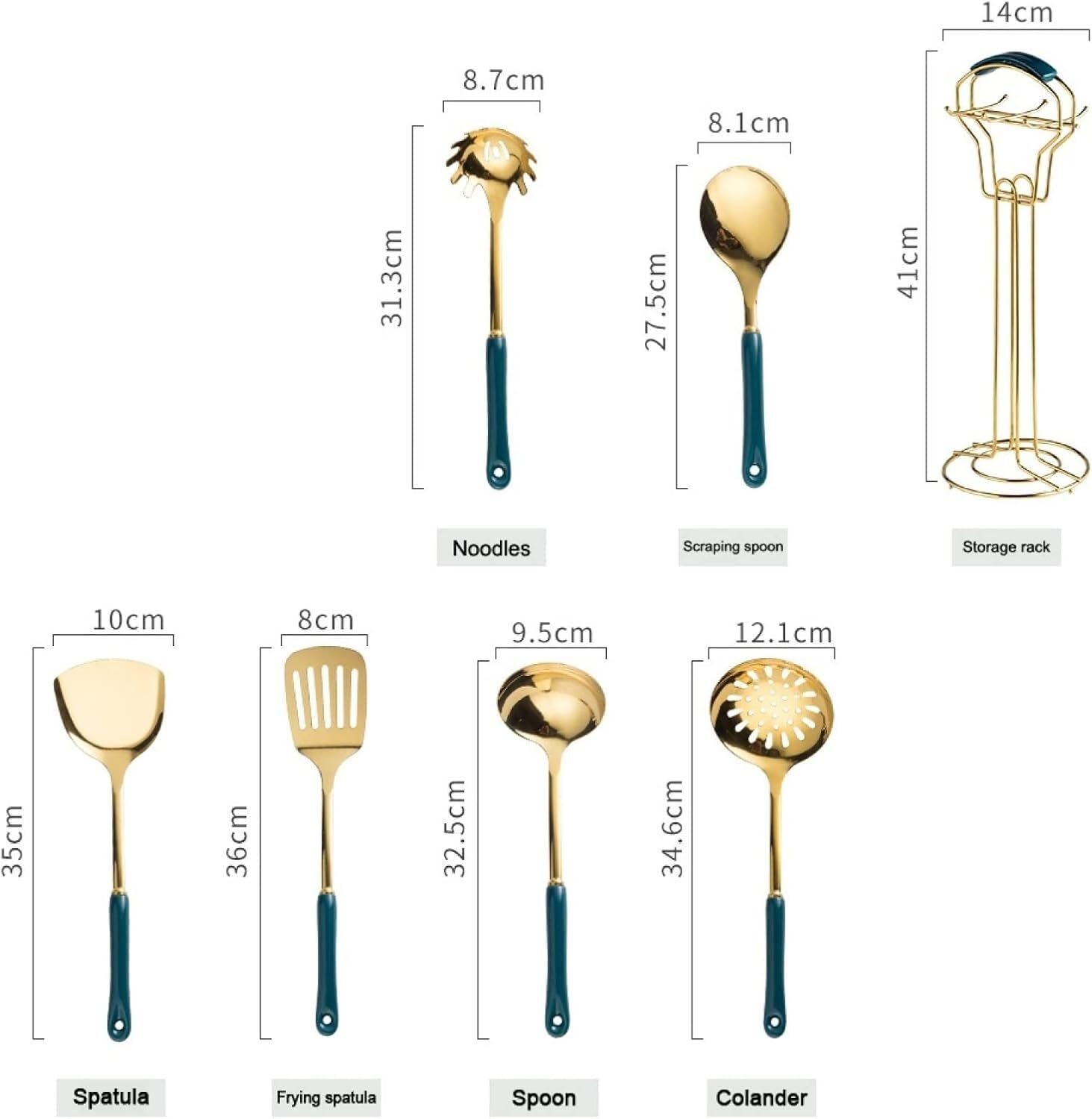 Set di Utensili da Cucina, Set di Utensili da Cucina 7 Pezzi di Pentole Utensili da Cucina in Acciaio Inossidabile Utensili da Cucina
