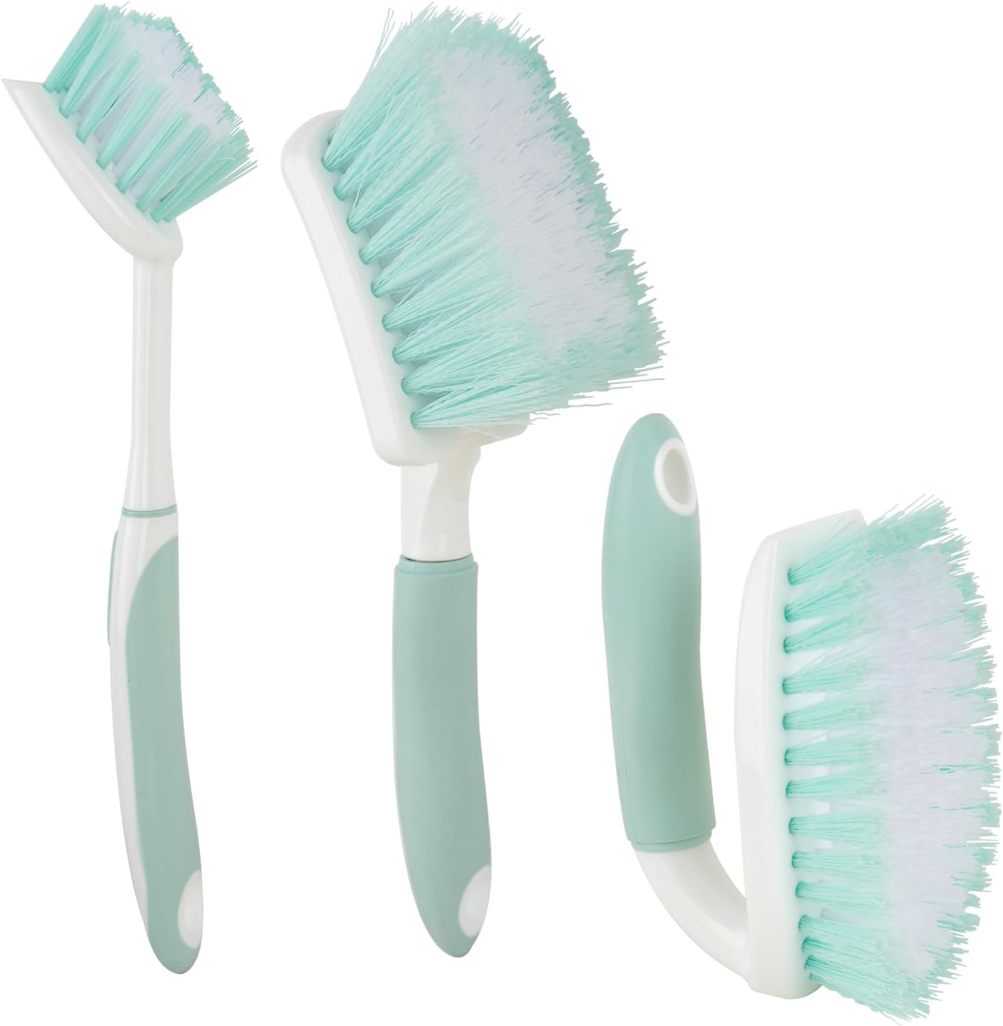 3 Pack Scrub Brush Set, Heavy-Duty Bathroom Scrub Brushes for Cleaning, Green Scrubbing Brush with Non-Slip Handle and Stiff Bristles for Bathtub, Floor, Tub, Tile, Gap, Kitchen, Sink