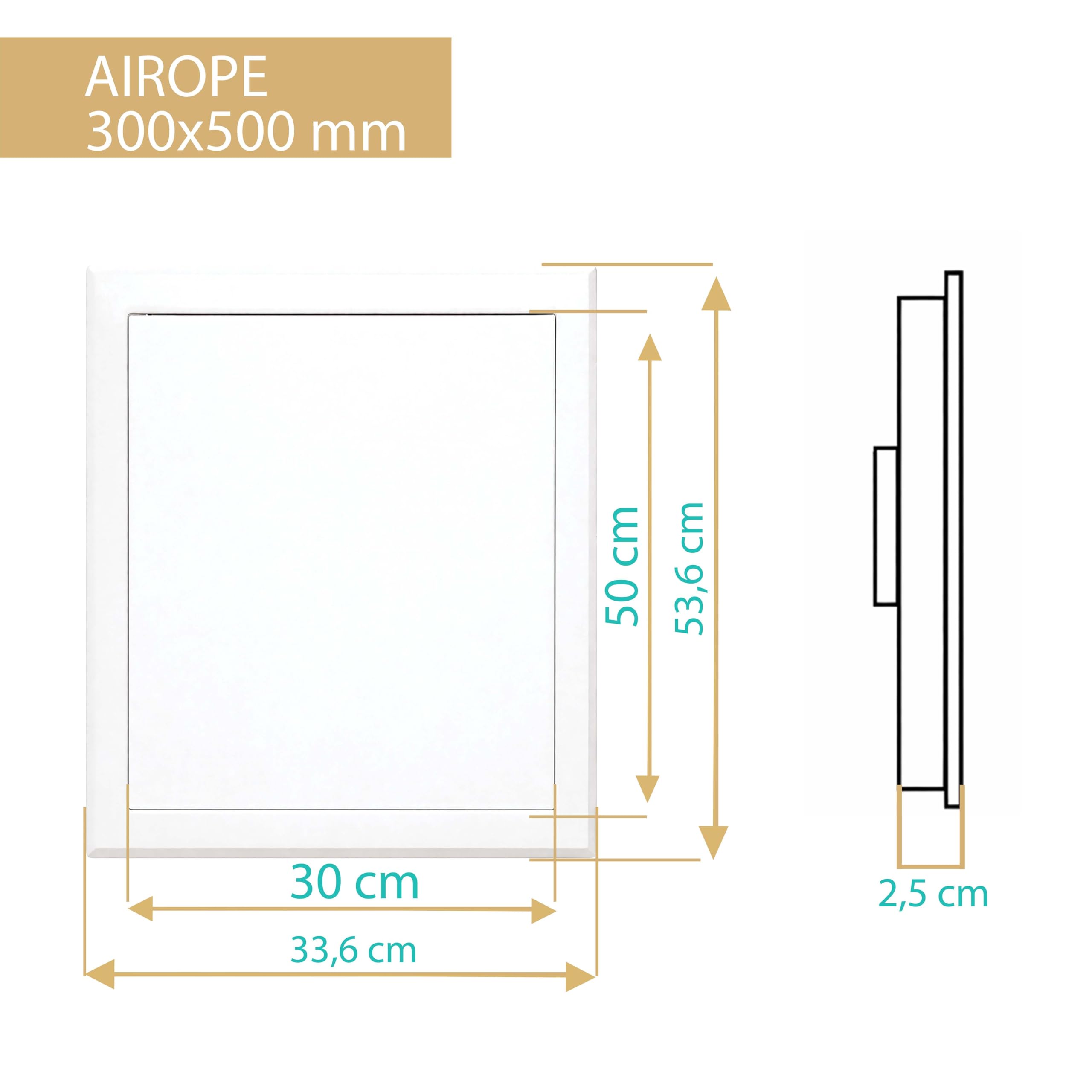 Puerta de Inspección 300X500 mm Acero Blanco, Cierre a Presión con Bloqueo, para Techo y Pared, Apertura Lateral Izq/Der, Panel de Acceso Contador Agua, Baño, Tuberías