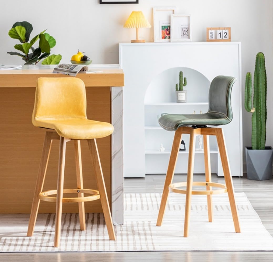 Amazon｜カウンターチェア 木製 360度回転 足置き付き カウンター椅子