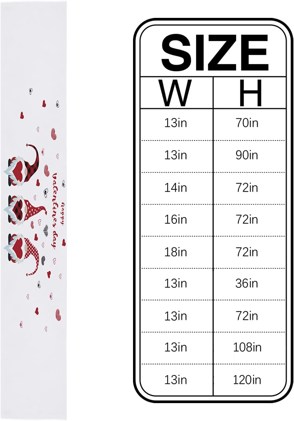 Love Table Runners 90 Inches Long Happy Valentine's Day Love Heart Dwarf Table Runner for Family Dinner/Wedding/Outdoor Indoor Party, Cotton-Polyester Blend Dresser Scarf Table Decorations