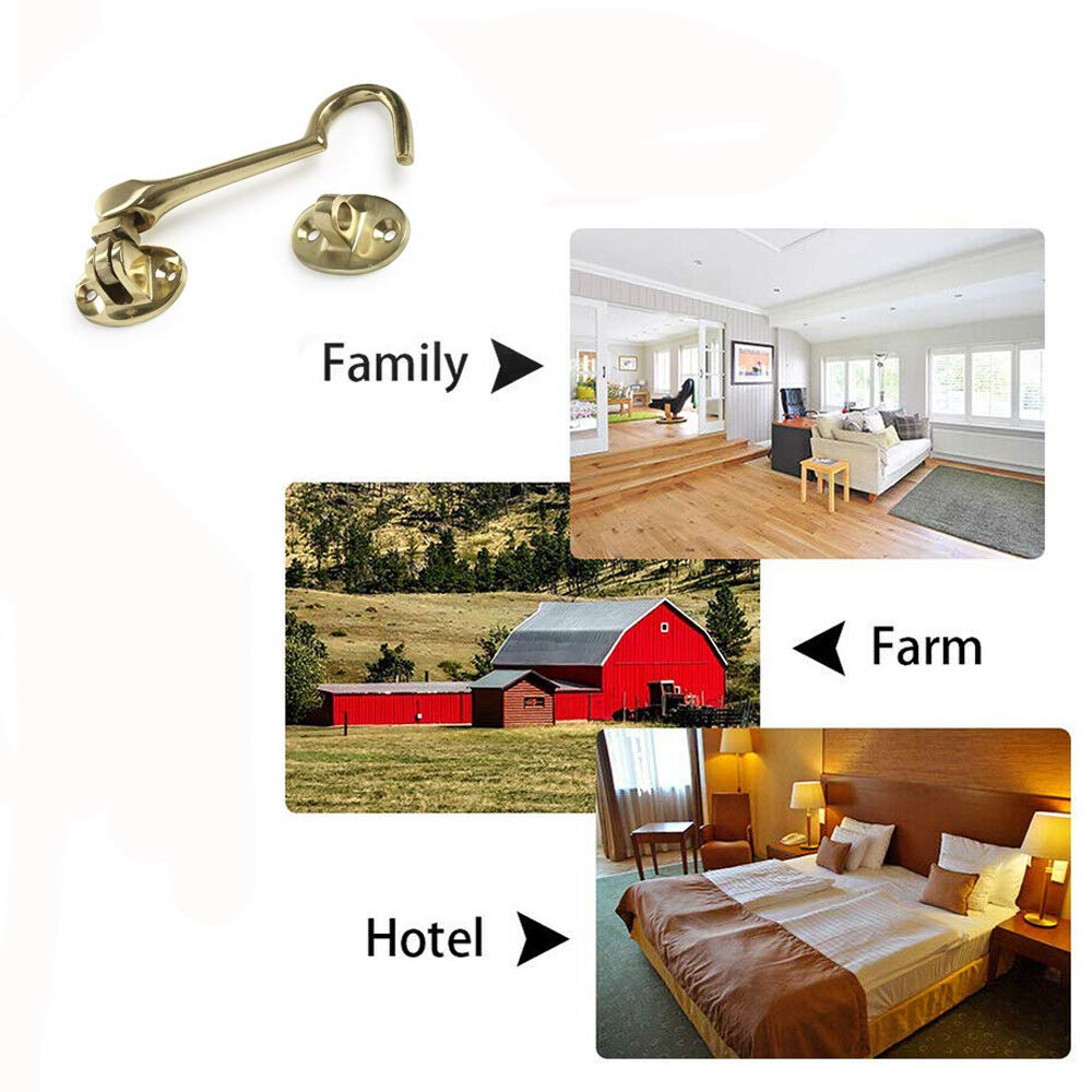 Dzina Silent Cabin Hook & Eye Brass Gate Hook and Eye 75mm - Image 4