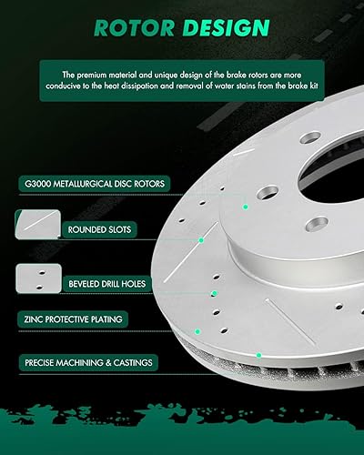 Miniatura 448 de SCITOO Juego de 2 frenos de freno ranurados traseros para Chrysler Town & Country, 08-16 para Dodge Grand Caravan, 09-13 para Dodge Journey, 12-15