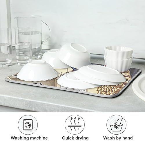 Miniatura 7 de Joy of Cooking - Tapete de secado de platos, tapete de secado de microfibra absorbente reversible para platos grande, tapete para escurrir platos de