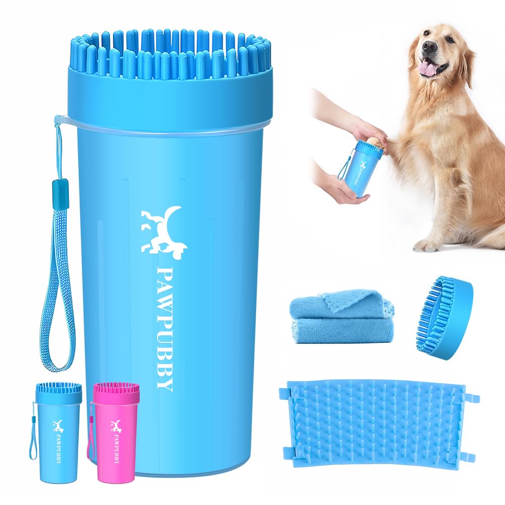 PAWPUBBY Dog Paw Cleaner, Portable Pet Paw Washer with Soft Silicone Brush, Foldable & Easy to Clean, Suitable for Medium & Large Dogs, Quick Cleaning