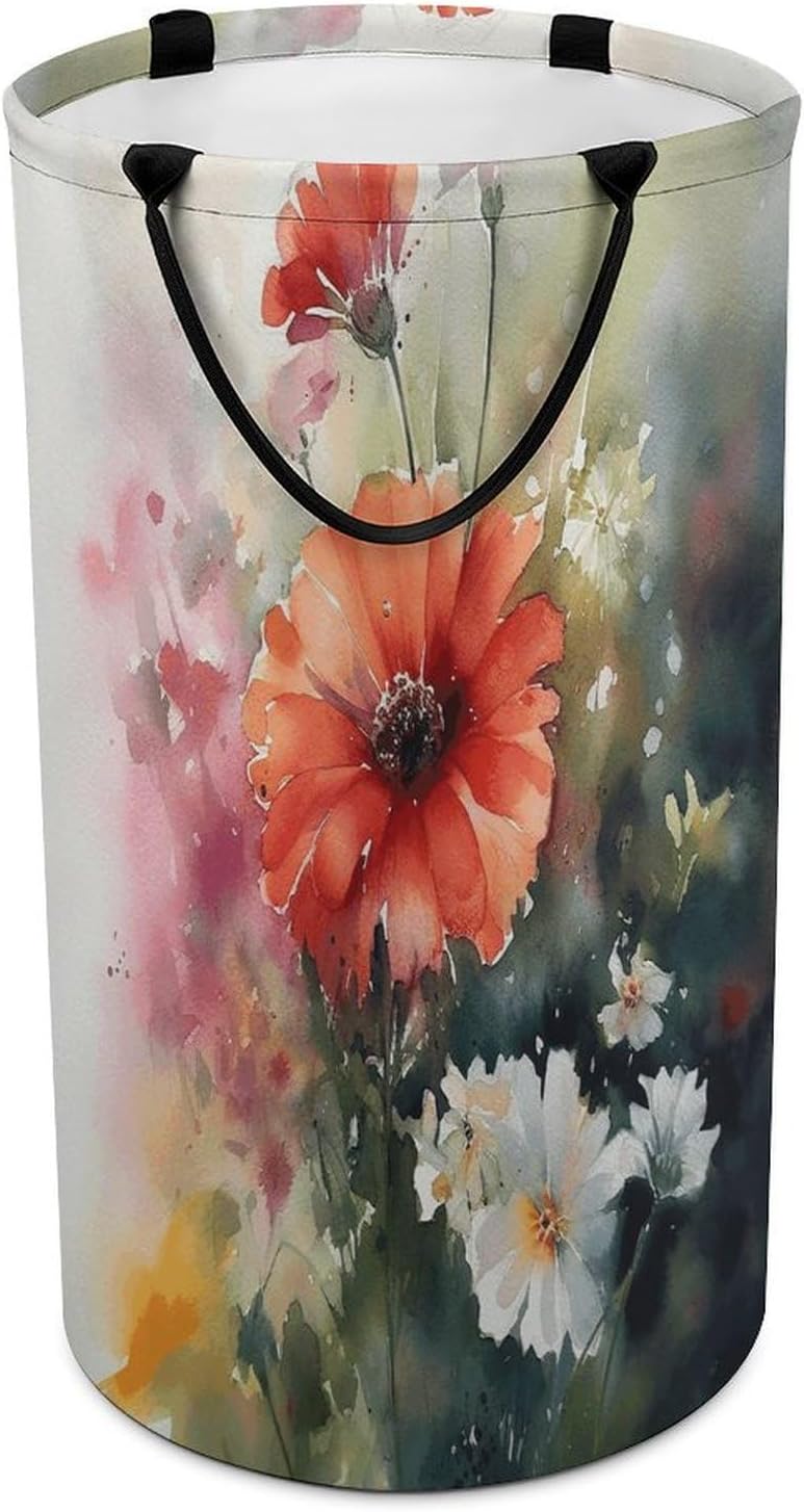 Watercolor Painting Laundry Hamper Large Collapsible Laundry Basket with Handles Waterproof Clothes Hamper Portable Dirty Clothes Basket for Bedroom Laundry Room Closet Bathroom