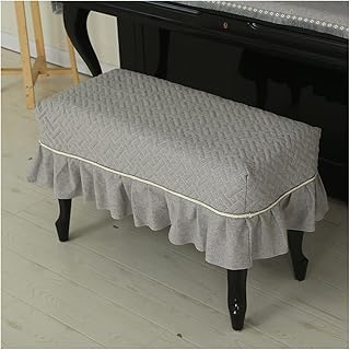 QPZK Piano Bench Cover, Not-Slip Piano Stool Cushion, Piano Bench Pad, Square Stool Pad Chair Cover, Indoor Outdoor Long Seat Cushion Pads Decorated with Macrame Grey