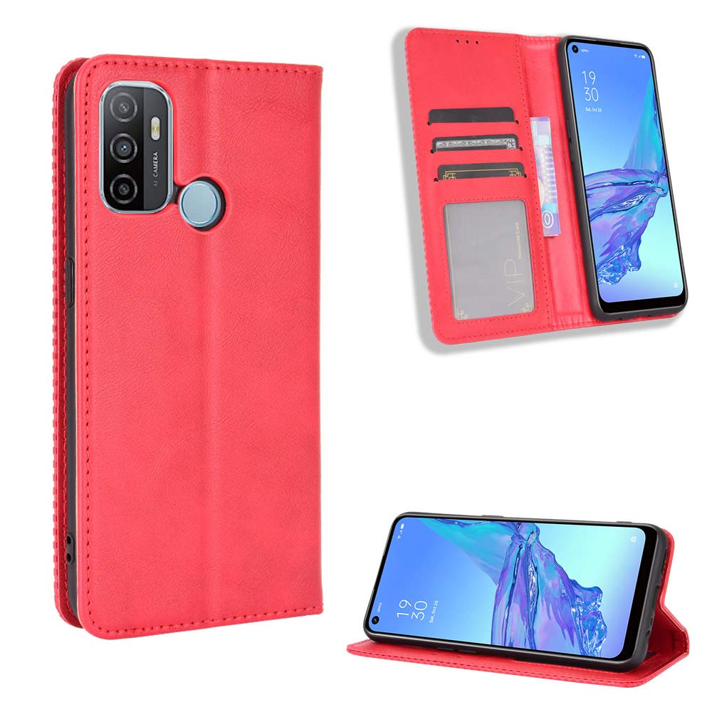 QiongniAN Custodia per Oppo A53 2020,Custodia in Pelle Custodia per Oppo A53S 2020,Custodia per Oppo A53 2020 CPH2127 / A53S 2020 CPH2135 / A32 2020 PDVM00 / A33 2020 Custodia Cover Case Blue
