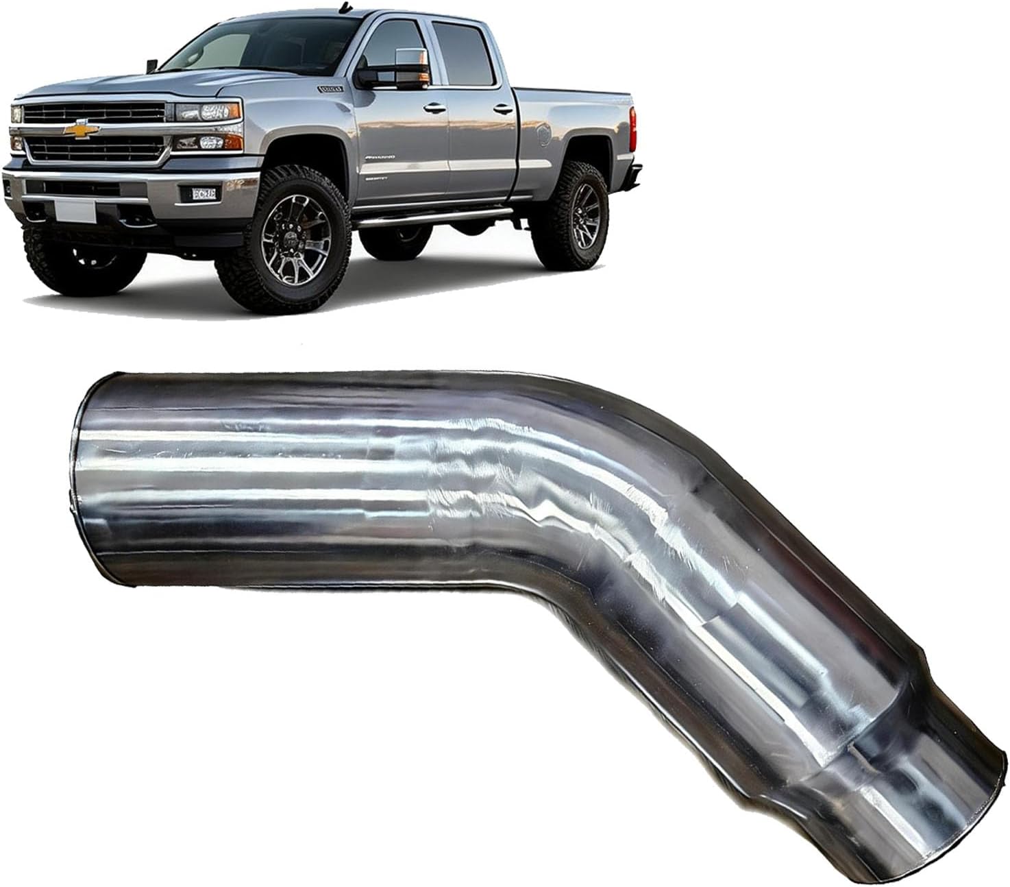 5 Inch Diesel Exhaust Tip, Exhaust Pipe Elbow 5.00 Inlet 6.00 Outlet Turndown Long Stainless Steel Side Exit Exhaust Tip for Car