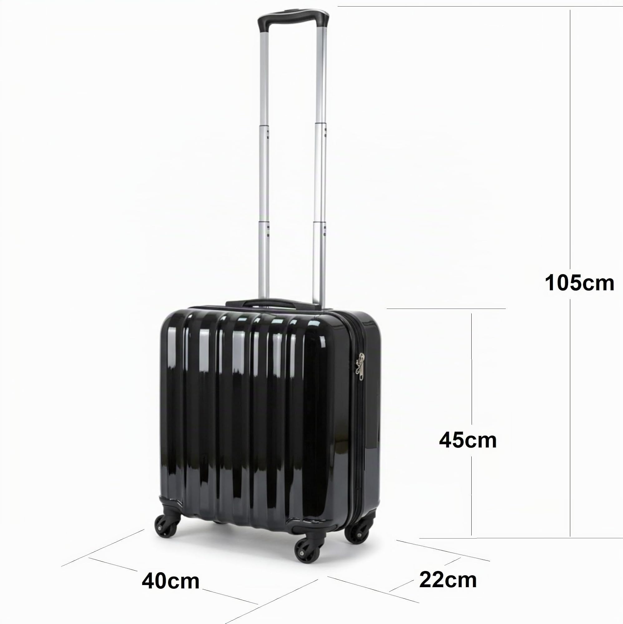 Maleta Trolley Equipaje de Mano Comercial piloto Medico Maletin con 4 Ruedas 360 y con 3 Compartimientos (Negro)