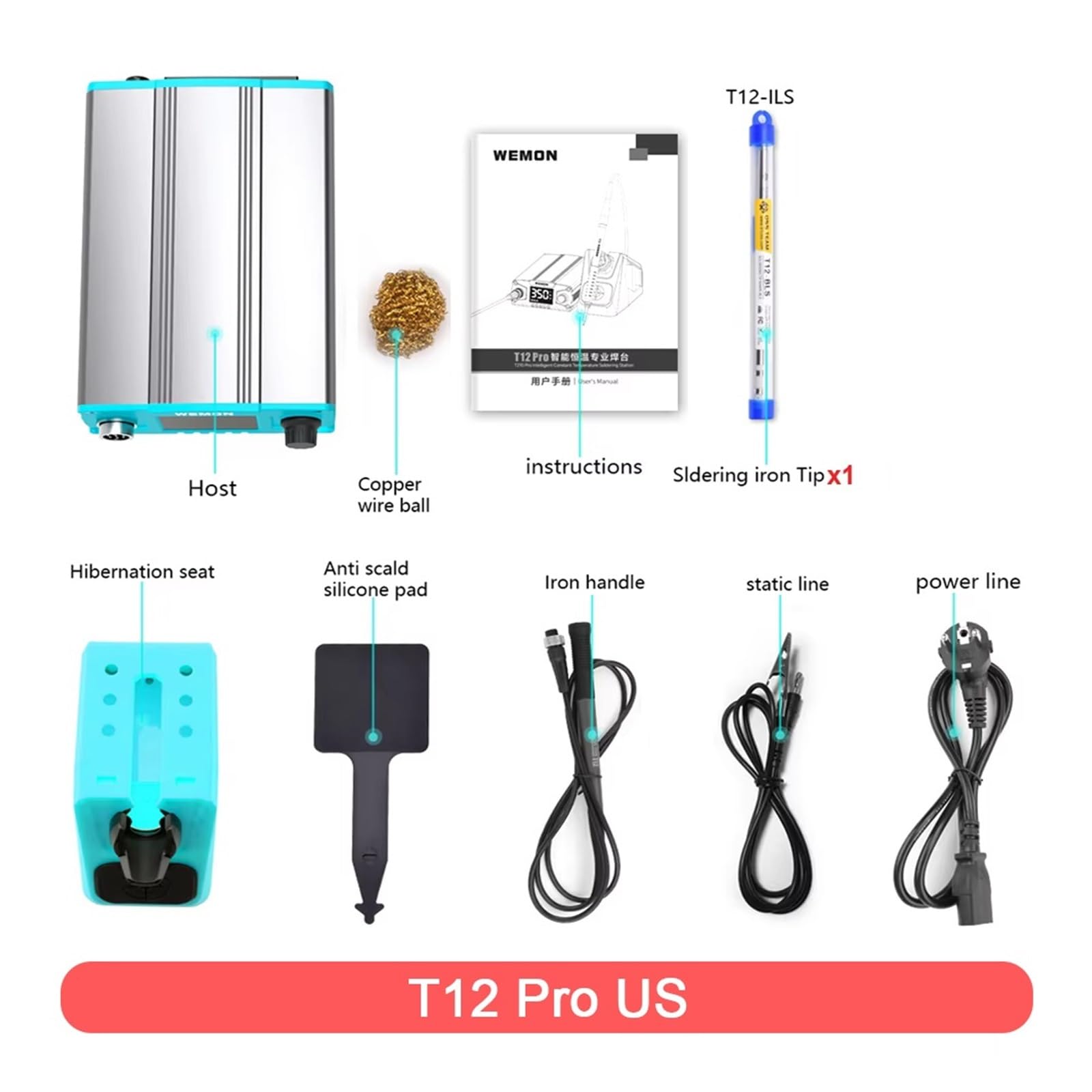Stazione di saldatura ad alta potenza T12Pro da 75 W, strumento controllo PID intelligente,Controllo preciso