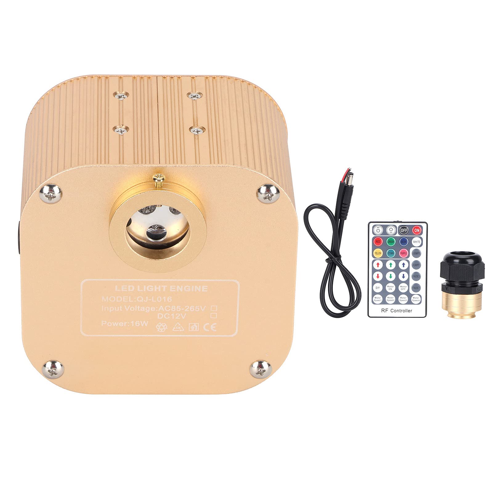 Akozon Motor de Luz Led de 16W, Iluminación de Fibra óptica de Techo Rgbw para Decoración del ar y el Coche, Ac85-265V Motor de Luz Led de 16W