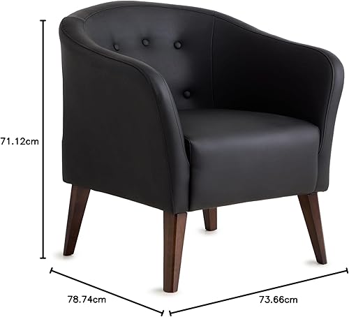 Miniatura 15 de Edenbrook Collins - Silla tapizada con botones y patas de madera para sala de estar, piel sintética gris Piel sintética de color gris.,Cuero de