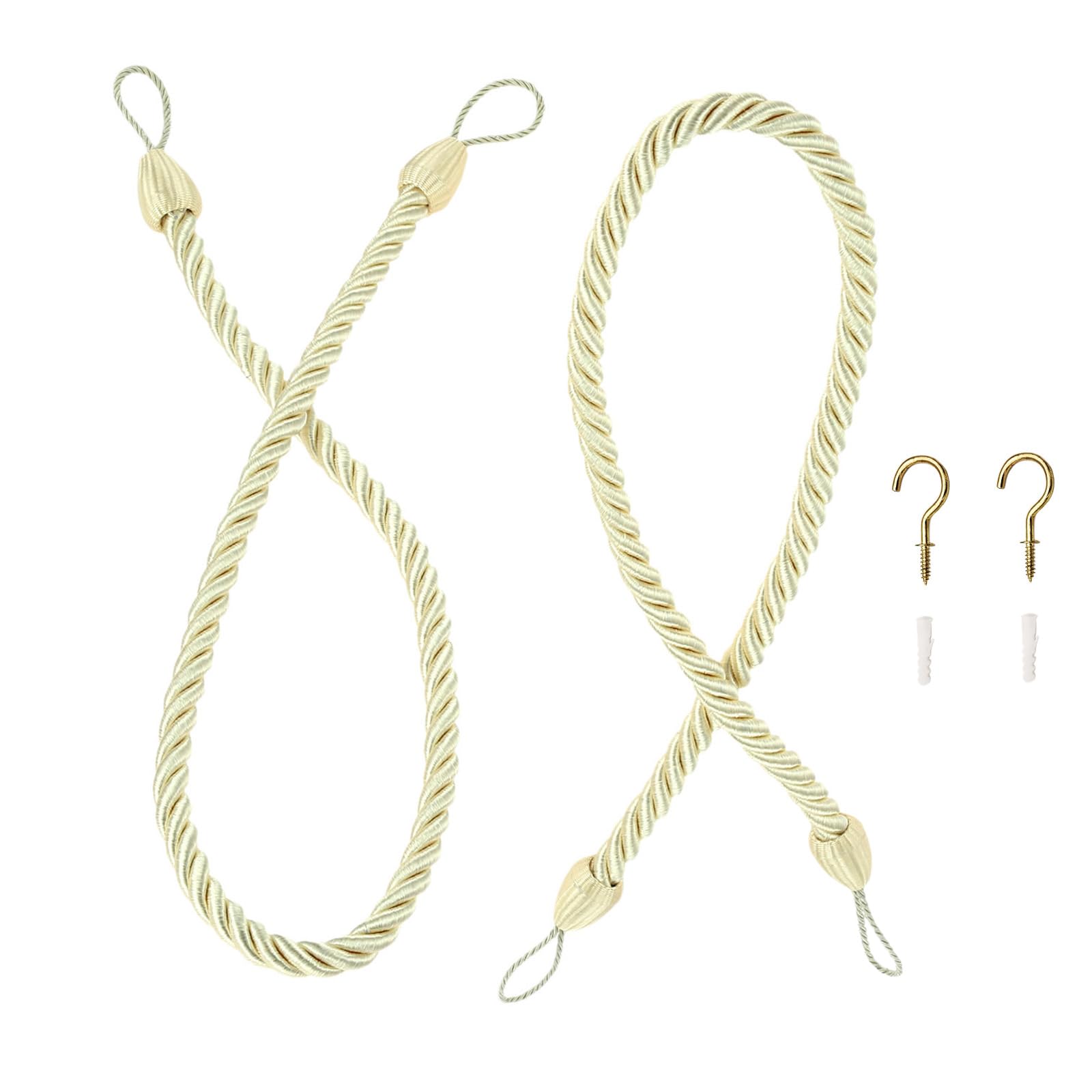 Hicello 2 Pieces 26" Curtain Rope Tie Back, Twisted Cord Curtain Holdback