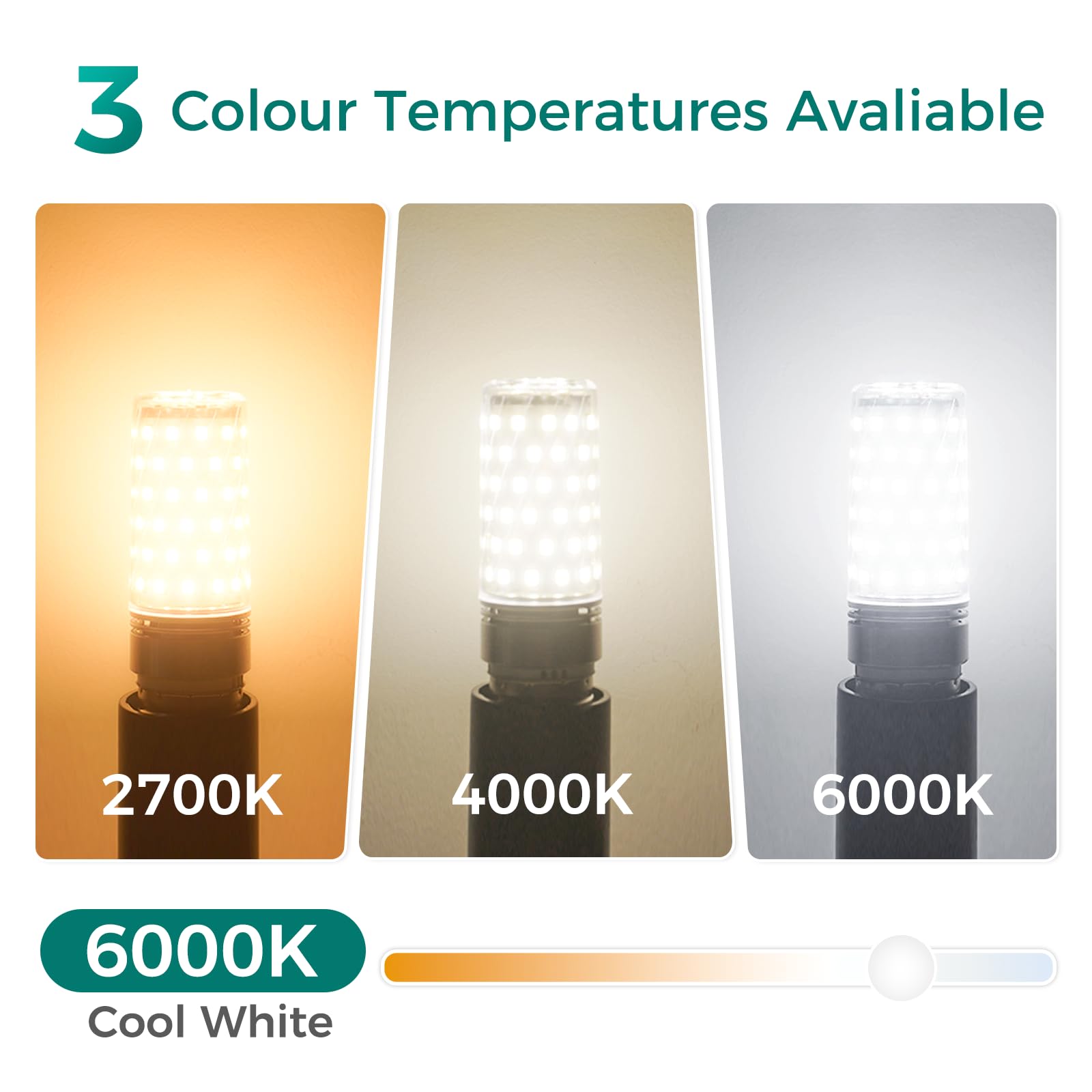 DiCUNO Bombilla LED E27 Maíz 10W, Equivalente halógena 130W, 1400lm, Luz frío 6000K, No regulable, 230V, Casquillo E27 estándar, Ahorro de energía, Pack de 2