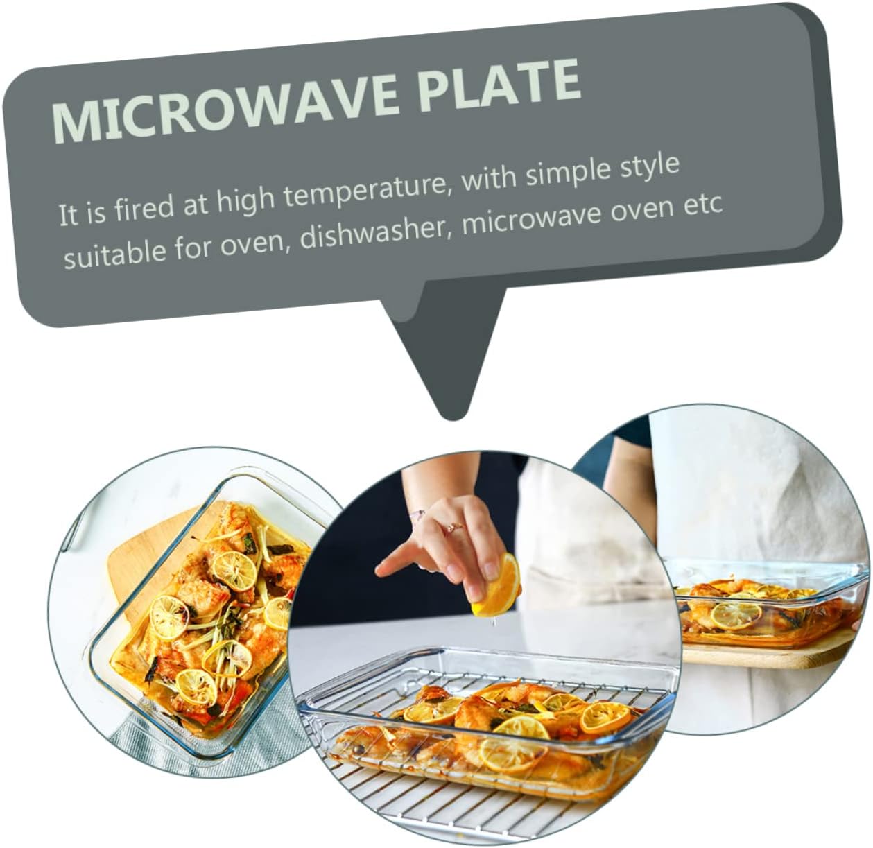 Rectangular - Serving Plate Double Ear Baking Dish Oven Safe Space-saving Kitchen Essential for Steak and Daily Cooking
