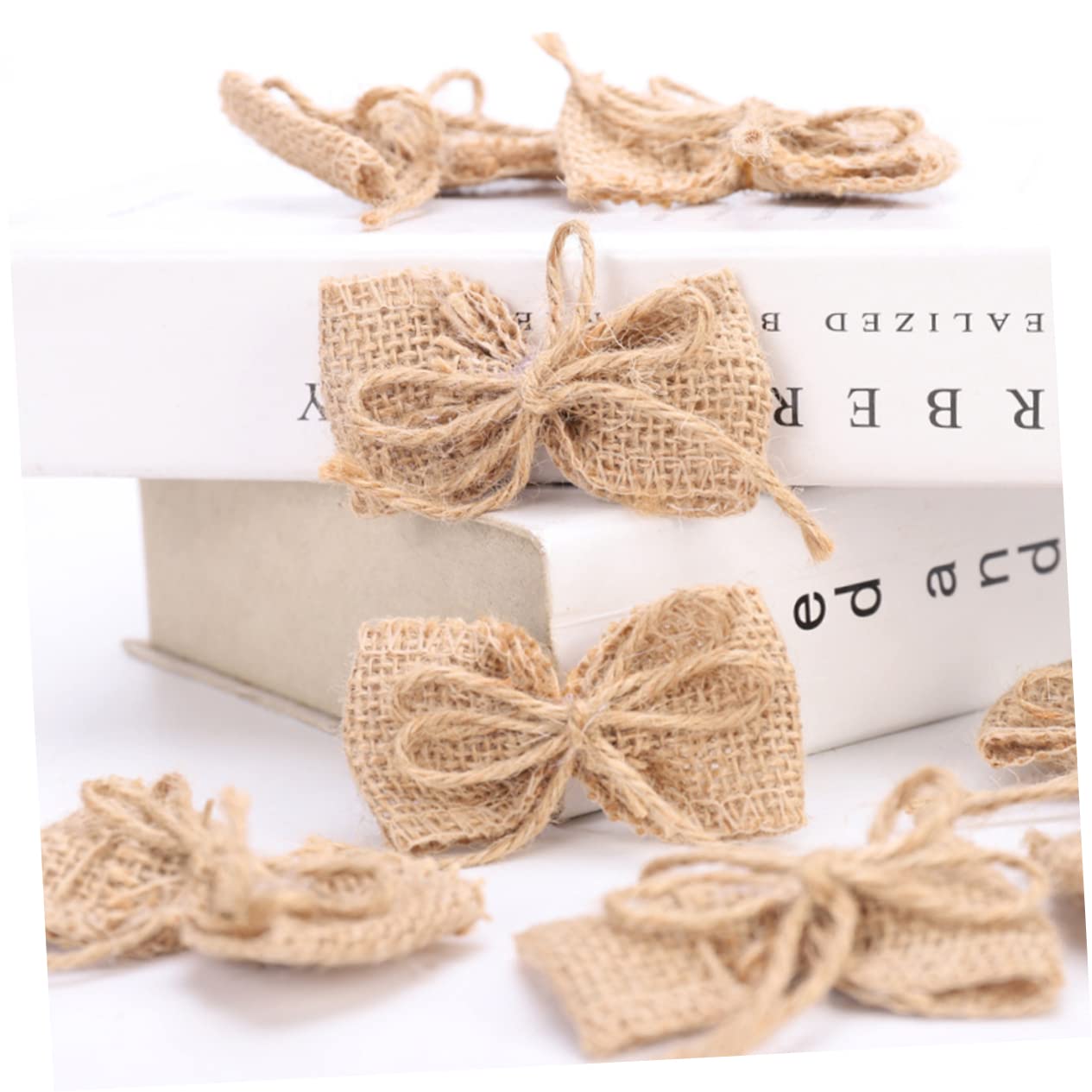 PRETYZOOM 75 Pz Fiocco di Juta Decorazioni Natalizie Decorazione Festa Piccoli Fiocchi di Juta Fiocco di Iuta Rustico Arredamento Ghirlanda Decorazione ' di Natale Fiocco Nuziale