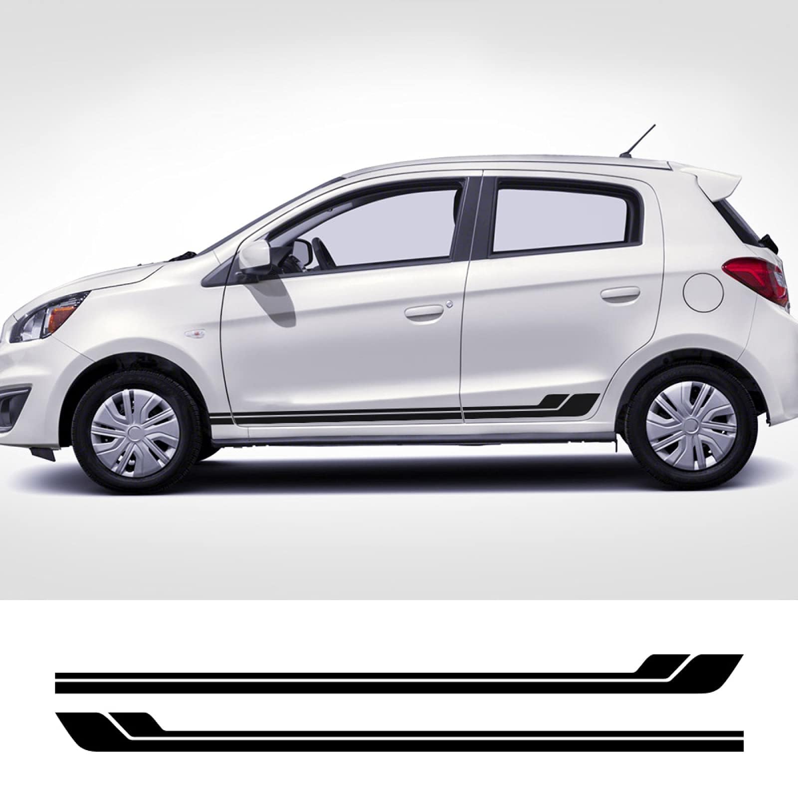 LINGYUE Car Side Stickers for Mitsubishi Mirage Tuning,Car Side Skirt Stripes Sticker Vinyl Trims Decal Decor Accessories,White