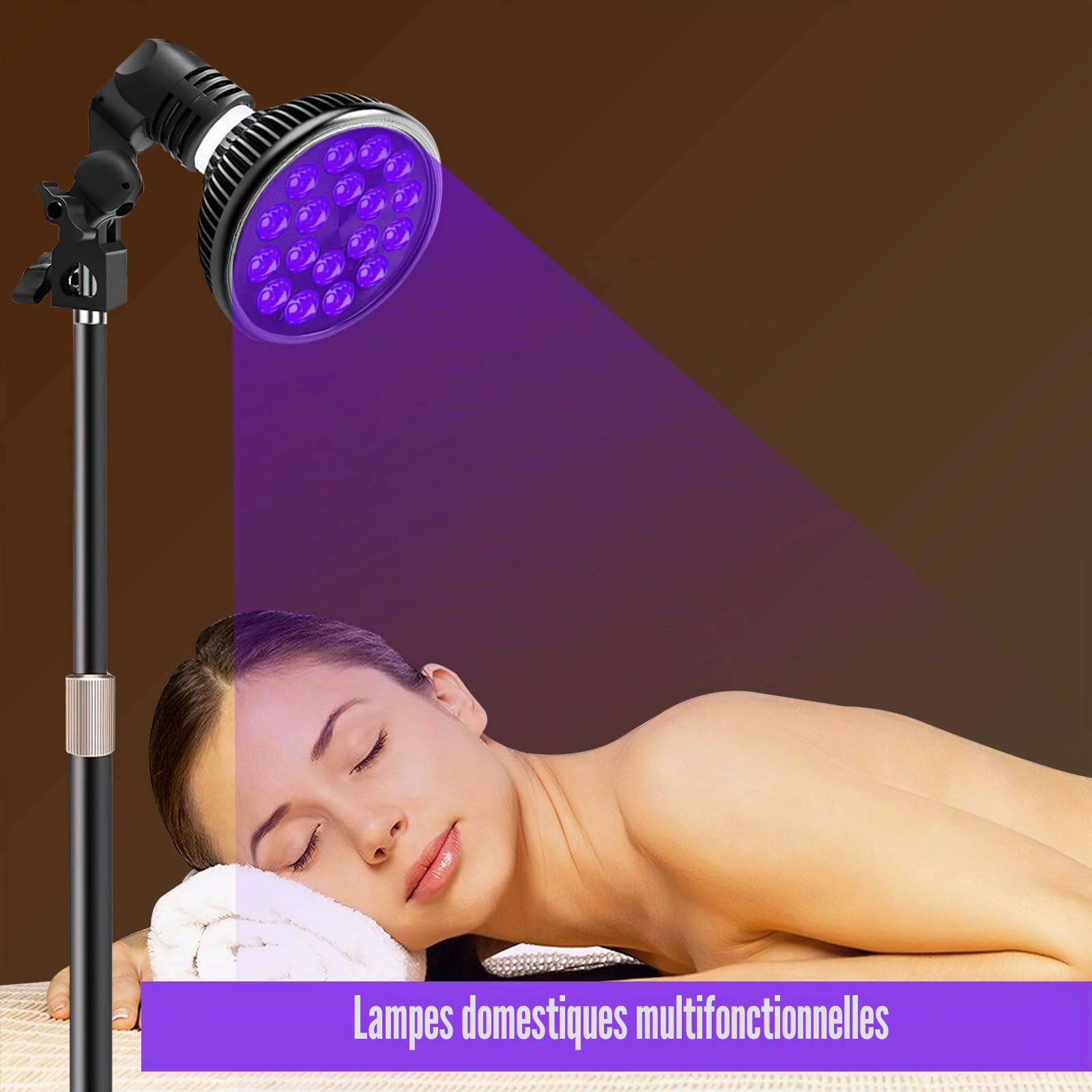 Lampe de Bronzage pour la Maison,54W Lampe Bronzage Convient au Visage et au Corps Lampe UV Bronzage,Lampe à Soleil de 180° Rotation pour Visage et Corps avec Masque Oculaire, pour Peau de Bronze (B)