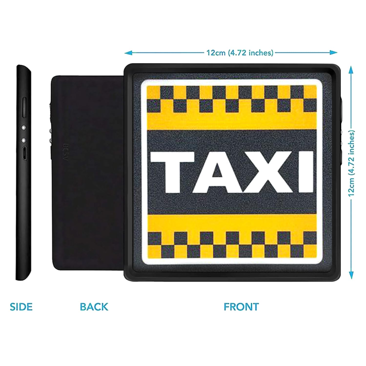 TAXI SIGN - Calcomanías de señal de coche con luz LED brillante para servicio de entrega de alimentos recargable extraíble con soporte de montaje y funcionamiento inalámbrico de 12 horas