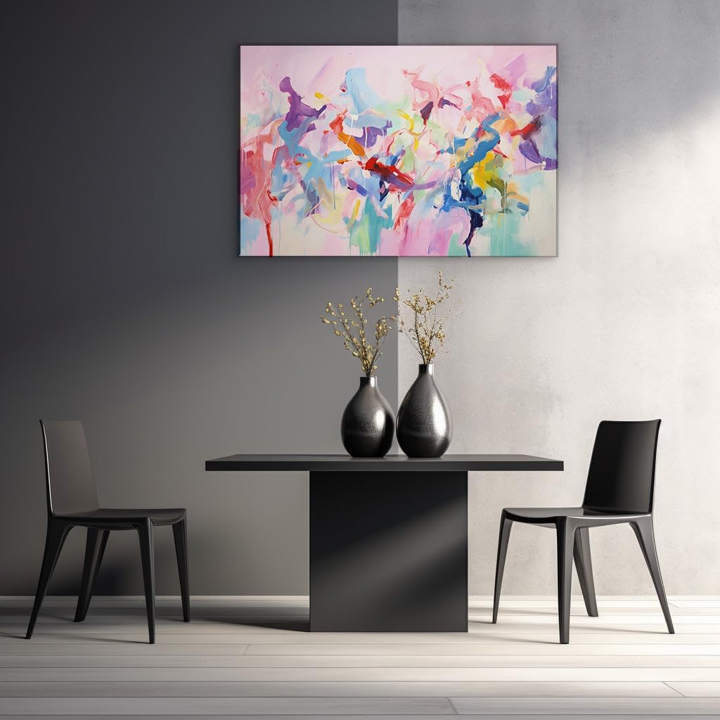 Canvas for Living room. Painted Energy Unleashed - A Dance of Colors and Brushstrokes in Abstract Art, 27 x 18 inch Canvas Wall Art - Contemporary Masterpieces - Zen Wall Decor - 69x46 cm (27x18 inch)