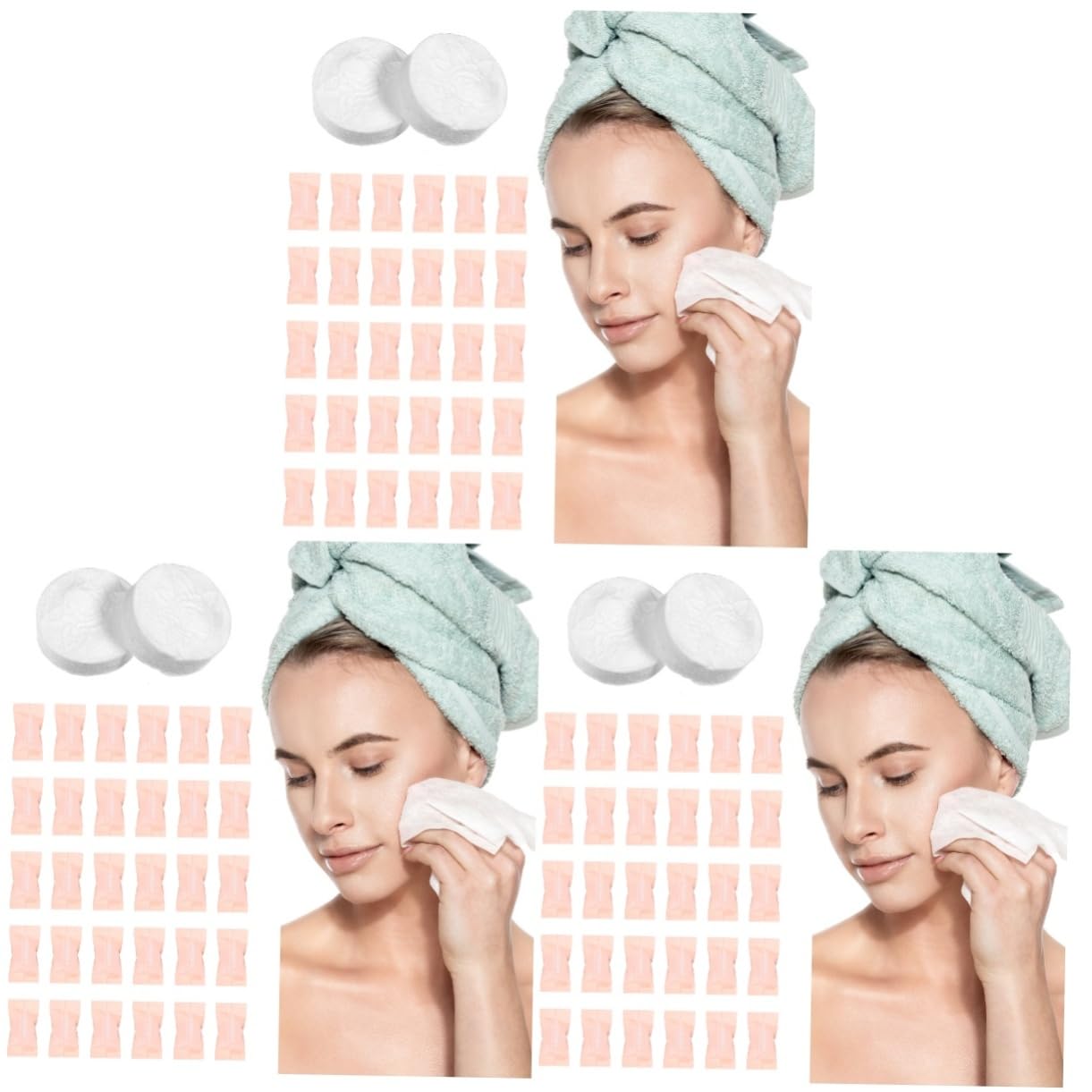 minkissy Lot De 3 Serviettes De Voyage Compressées Pour Le Nettoyage Du Visage Individuel 100 Pièces X 3