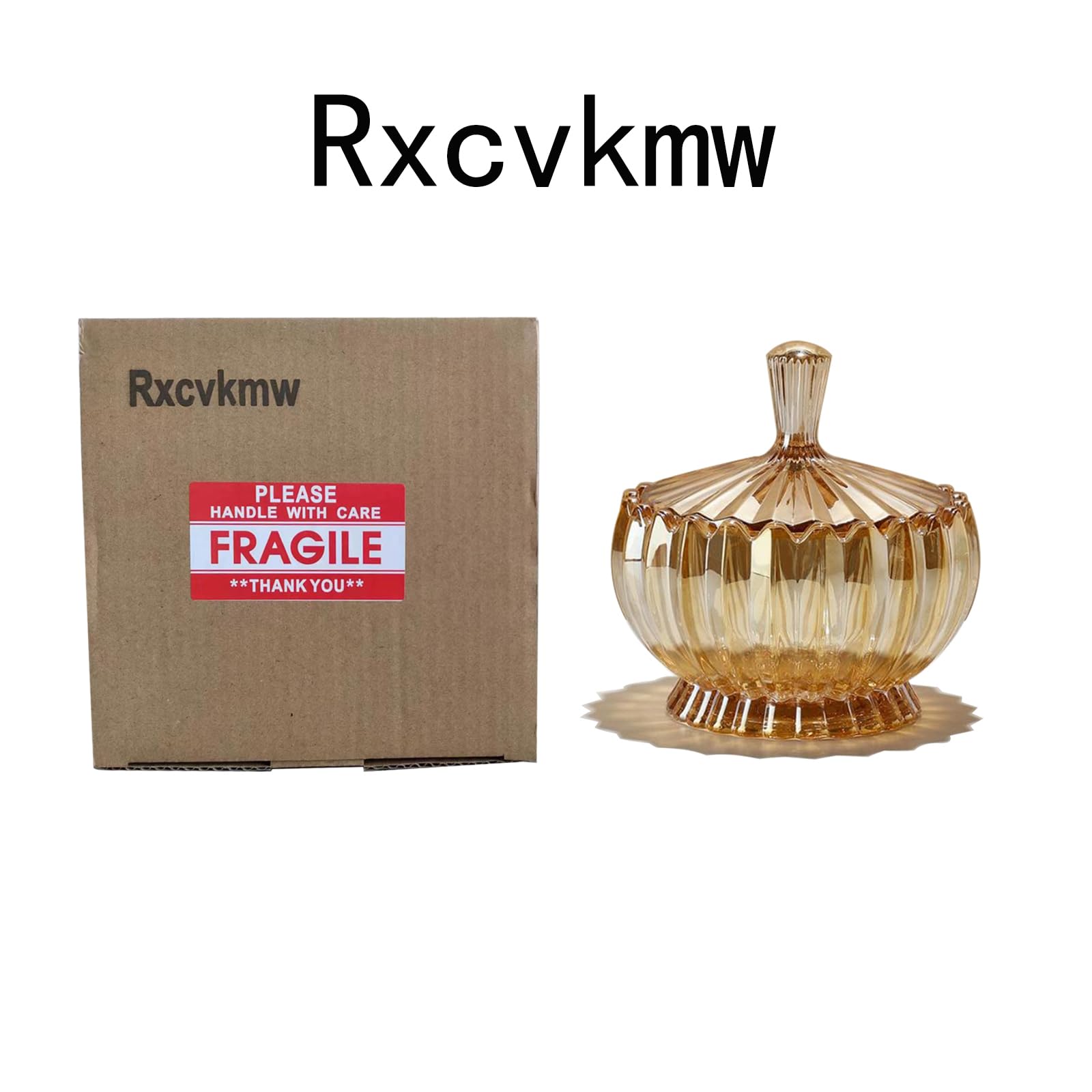 Rxcvkmw glass candy plate with cover, crystal candy bowl, fruit plate, decorative bowl (Amber)