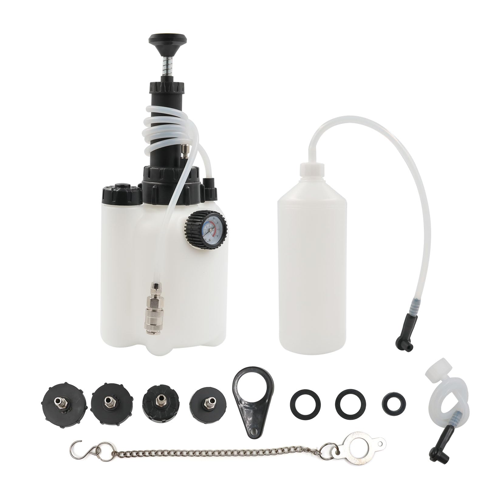 Kit di spurgo dei freni manuale da 3 l, dispositivo di spurgo freni per auto, con bottiglia di spurgo da 1 l e 4 adattatori per cilindro principale, pompa manuale per spurgo del liquido dei
