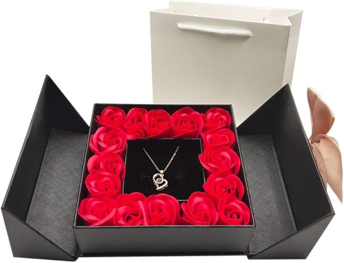 BRINGSMART Eternal Roses Gift Box with Design Necklace 100