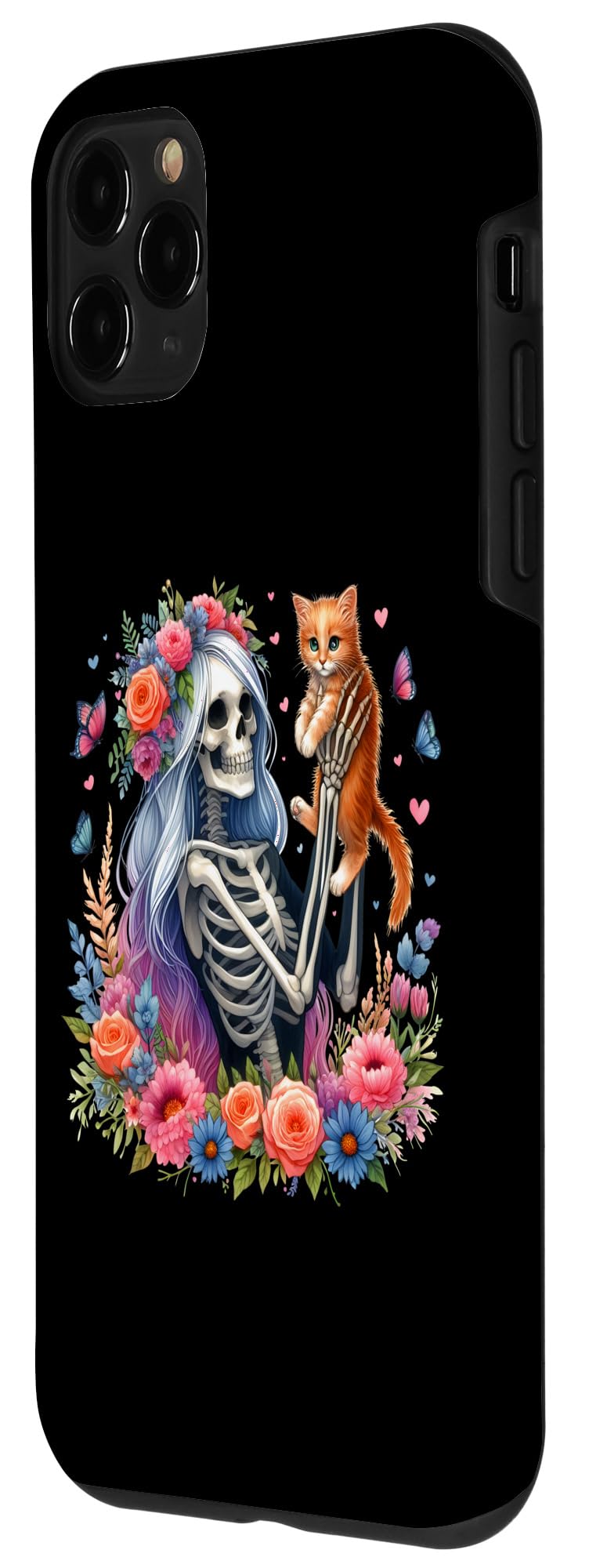 iPhone 11 Pro Female Skeleton And Cute Kitten Cat Lovers Halloween Vintage Case - Image 2