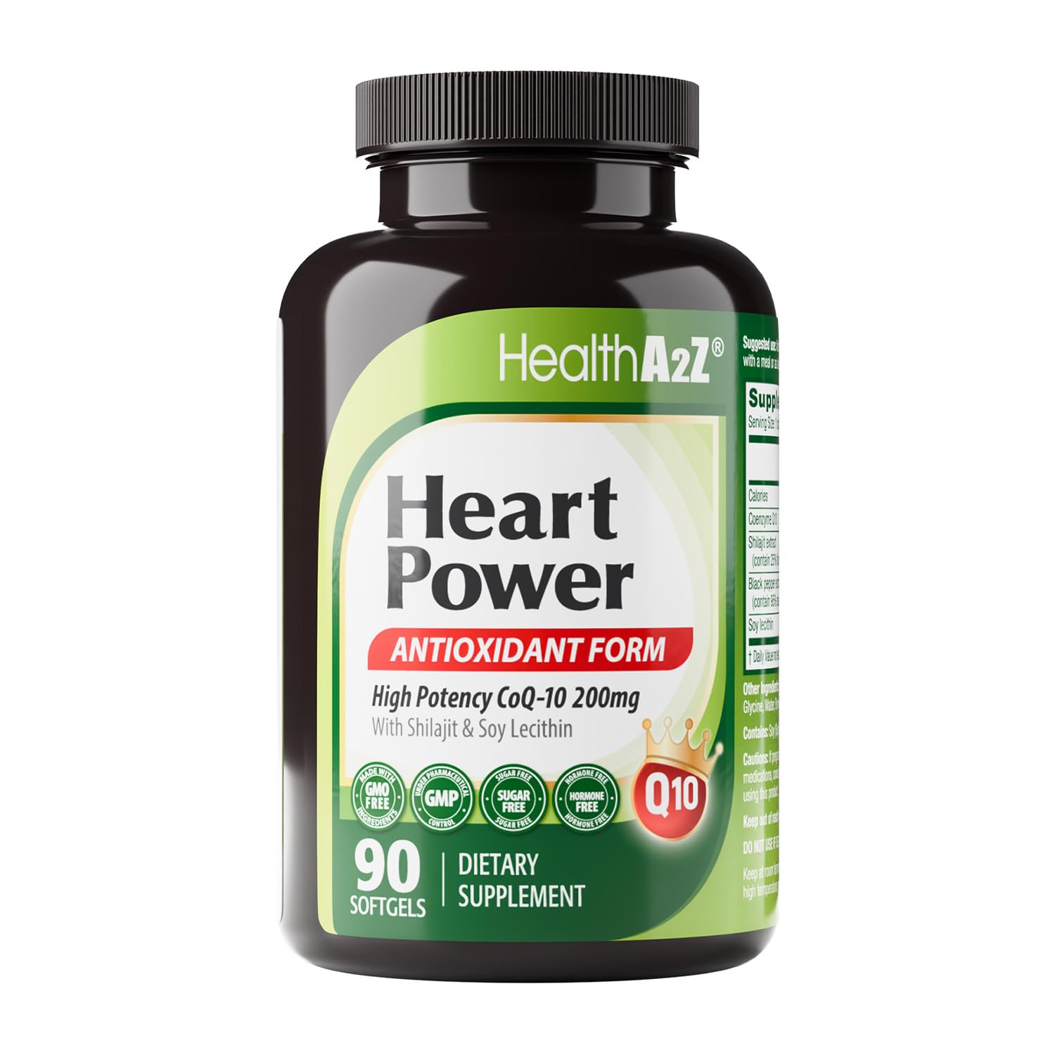 HealthA2Z® CoQ10 200mg Heart Power - 90 Softgels - with Shilajit & Black Pepper Extract