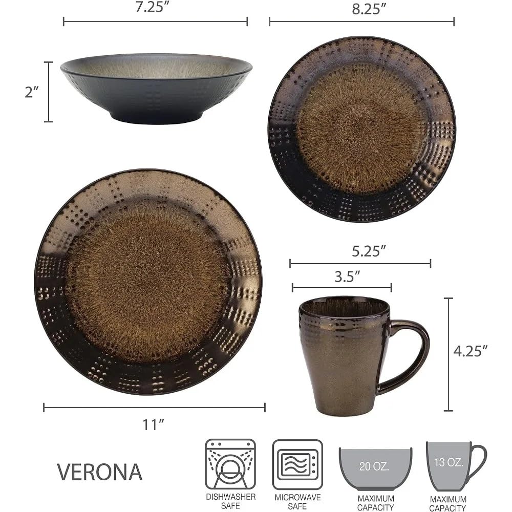 Zestaw obiadowy 16-częściowy Zestaw talerzy obiadowych Serwis na 4 talerze Naczynia kuchenne Naczynia ceramiczne do zestawów obiadowych