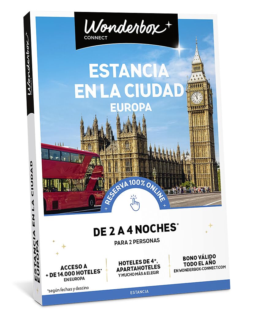 WONDERBOX – Cofre Regalo Estancia en la Ciudad: Europa - De 2 a 4 Noches para 2 Personas - Escapada para Parejas - Regalar experiencias - Hoteles en Ciudades Europeas